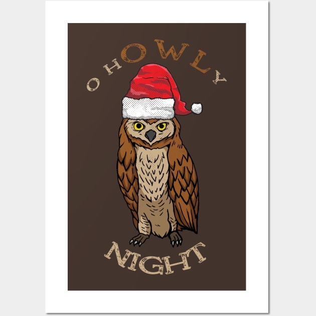 O hOWLy Night Funny Christmas Santa Owl Wall Art by Contentarama